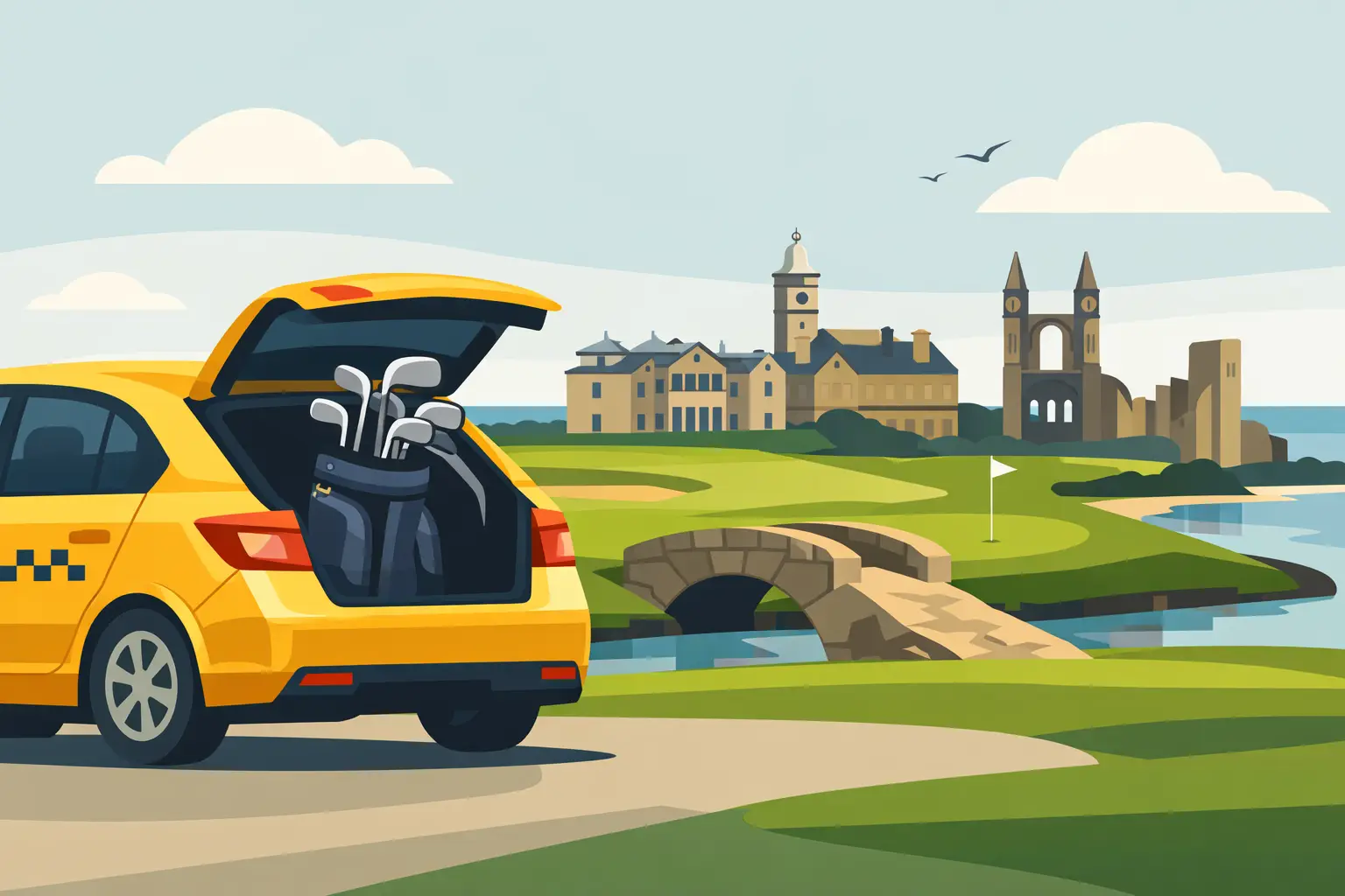 Taxi with Golf Clubs St Andrews